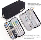 Large Pencil Case Storage Organizer, 3 Compartment Student Pouch, Double Side Opened School Supplies Gift