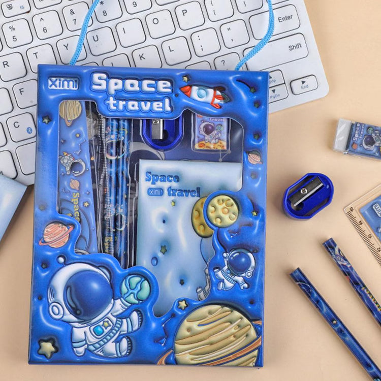 Cartoon Kids Stationery Set with Pencil Case, Pencils, and Erasers – Perfect School Supplies Gift Box