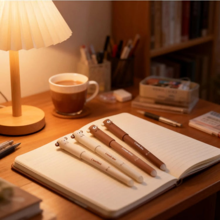 Cartoon Hot Erasable Mocha Pen, Bear Erasable Pen, Coffee Bear Neutral Pen