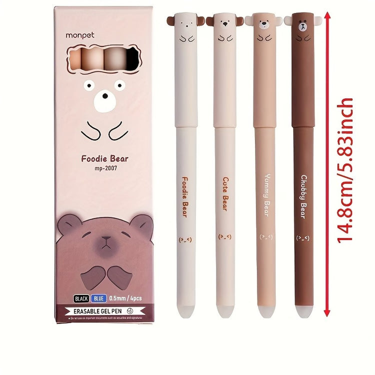 Cartoon Hot Erasable Mocha Pen, Bear Erasable Pen, Coffee Bear Neutral Pen