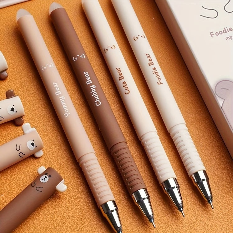Cartoon Hot Erasable Mocha Pen, Bear Erasable Pen, Coffee Bear Neutral Pen