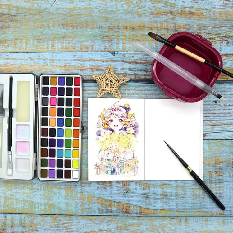 A5/A6 300gsm Professional Watercolor Sketchbook 12 Sheets Heavyweight Drawing Handbook