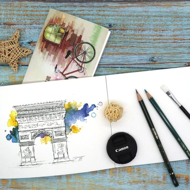 A5/A6 300gsm Professional Watercolor Sketchbook 12 Sheets Heavyweight Drawing Handbook