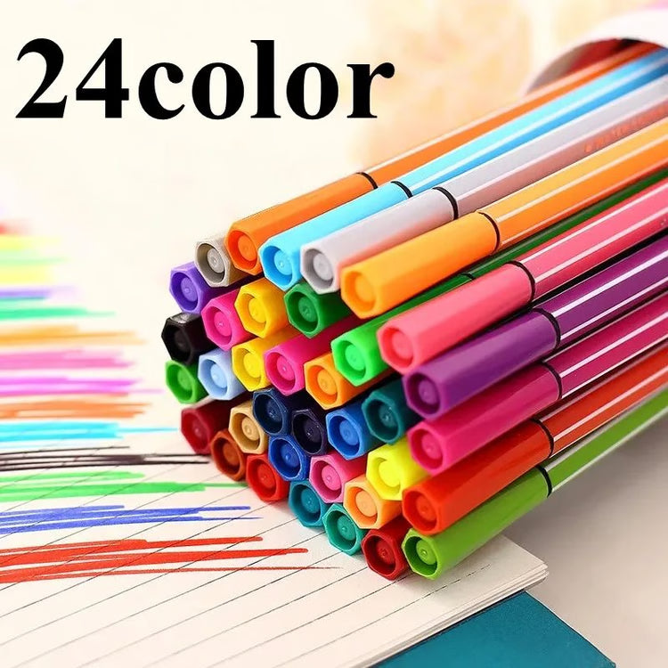 Premium Washable Colored Markers - 12/18/24/36-Color Artist Drawing Set for Students & Hobbyists