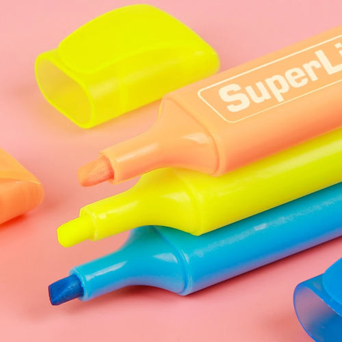 4 Colors, 6 Colors Colorful Highlighters, Oblique Art Markers, Fluorescent Pen Markers, Flat Shape, School Supplies, Off