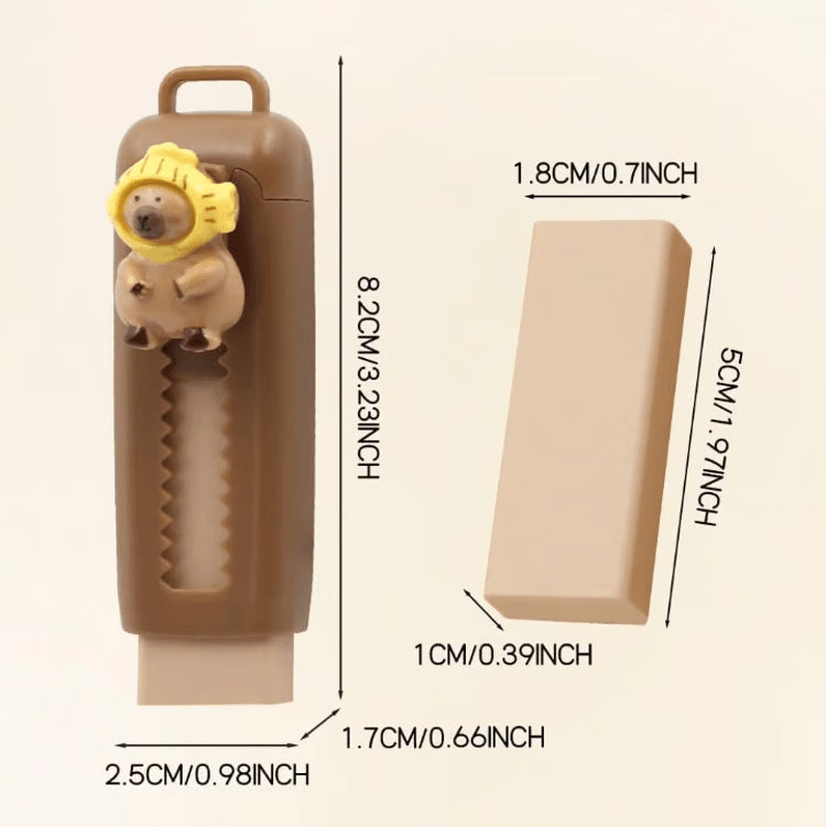 Cute Capybara Retractable Eraser Set for Kids, Students & School Supplies